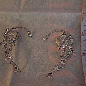 Sparkly pair Rhinestone Butterfly Ear Cuff Earrings-NO Pierce NWOT STUNNING!